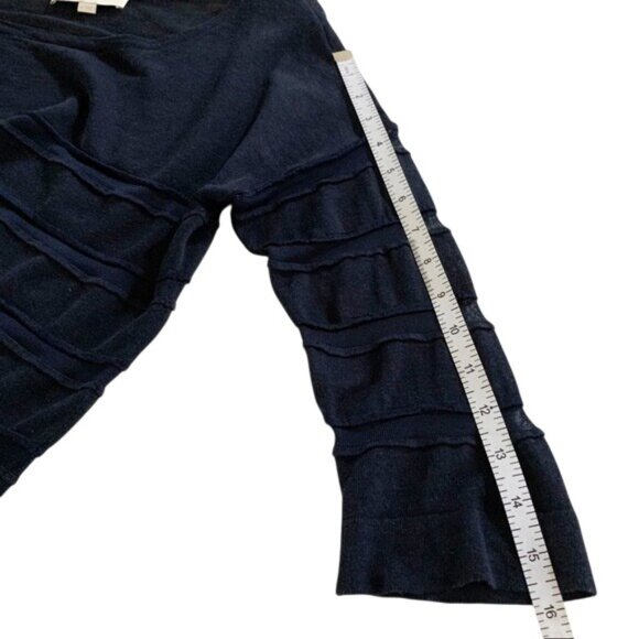 Ann Taylor Loft Navy Blue Lightweight Semi-Sheer Linen Blend Top Women's Medium - Picture 8 of 10